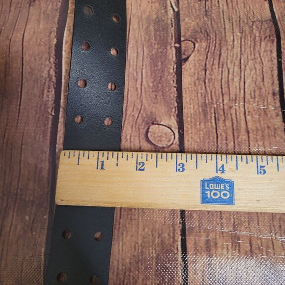 The Belt Shoppe Belt Mens 42 Black Full Grain Buffalo Leather 1.5" Double Prong - Picture 4 of 7